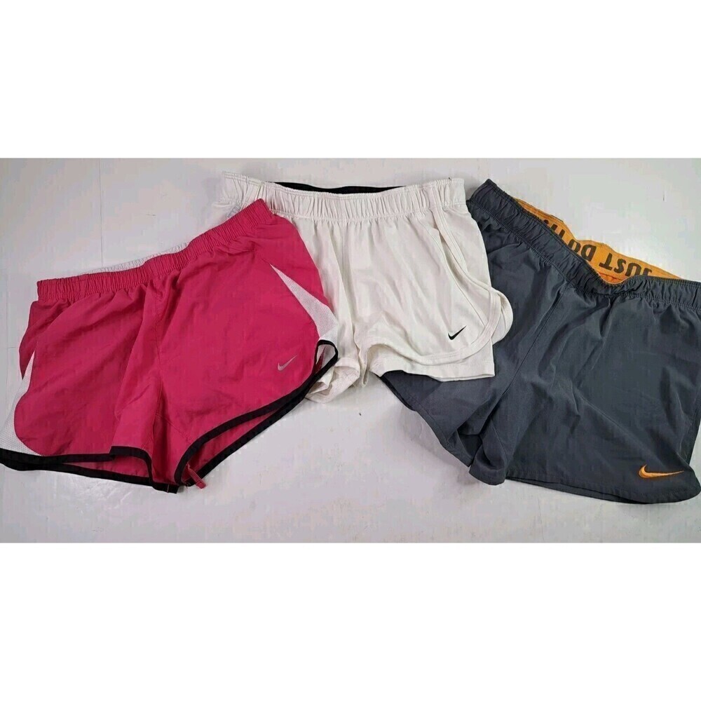 Nike Dri-Fit Lot Of 3 Women's Athletic Running Shorts Pink/White/Gray Size S